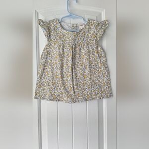 Cat & Jack Yellow and White Floral Blouse with Flutter Sleeves